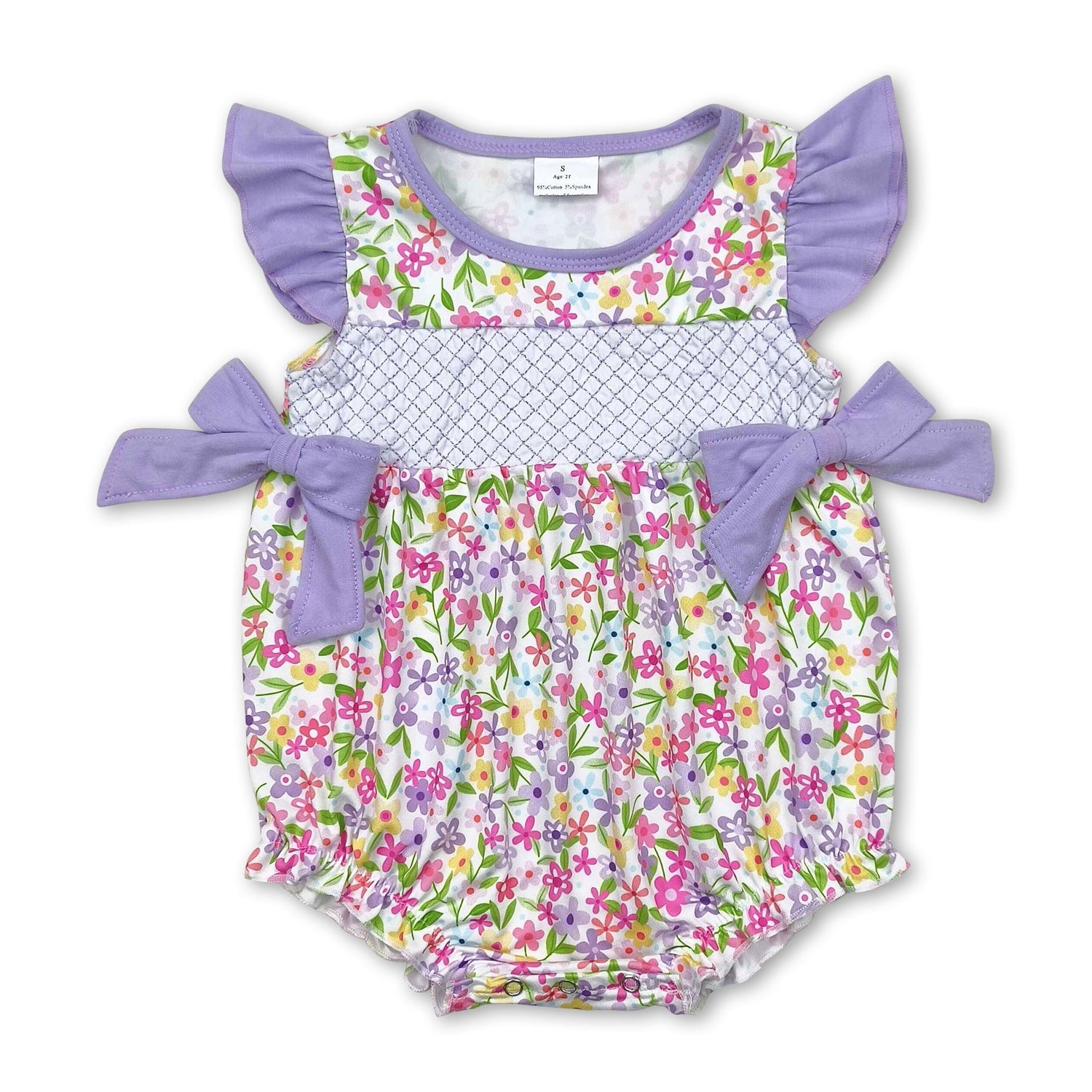 Flutter sleeves lavender floral baby girls summer romper