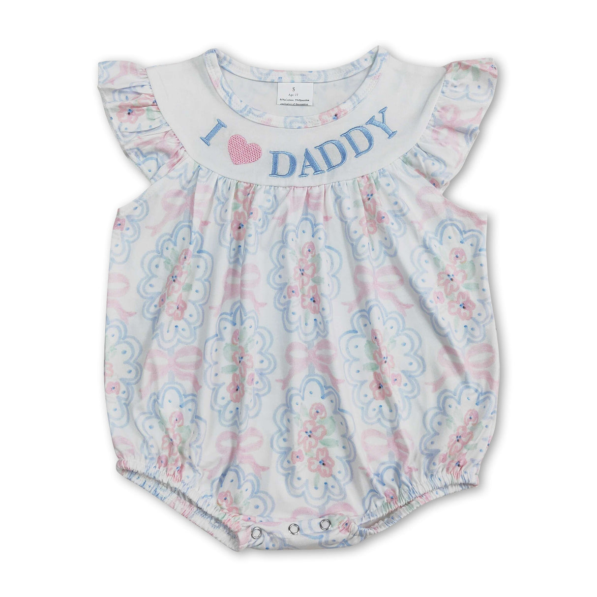 I love Daddy floral bow baby girls summer romper