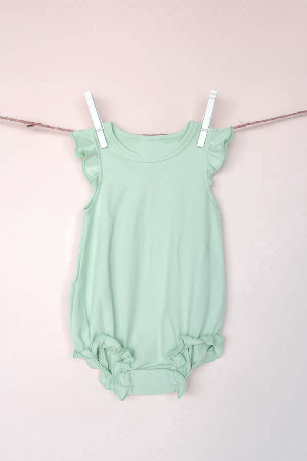 Mint cotton flutter sleeves baby girls summer romper
