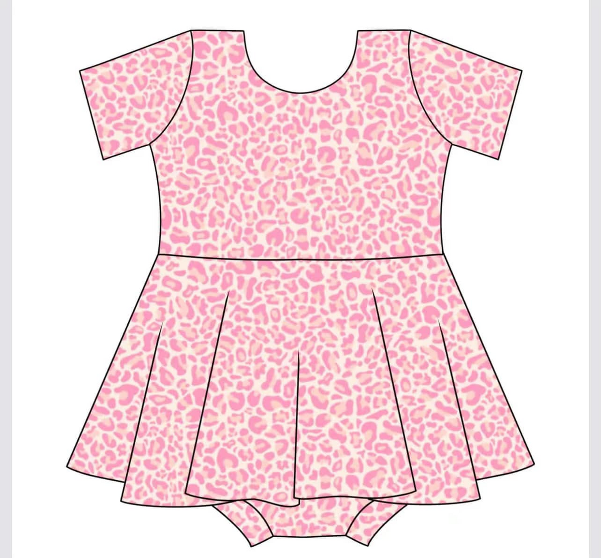 Short sleeves pink leopard skirt baby girls summer romper