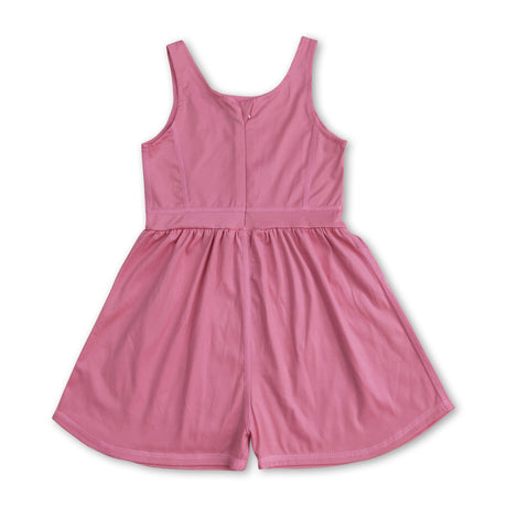 Sleeveless dark peach kids girls active wear jumpsuit