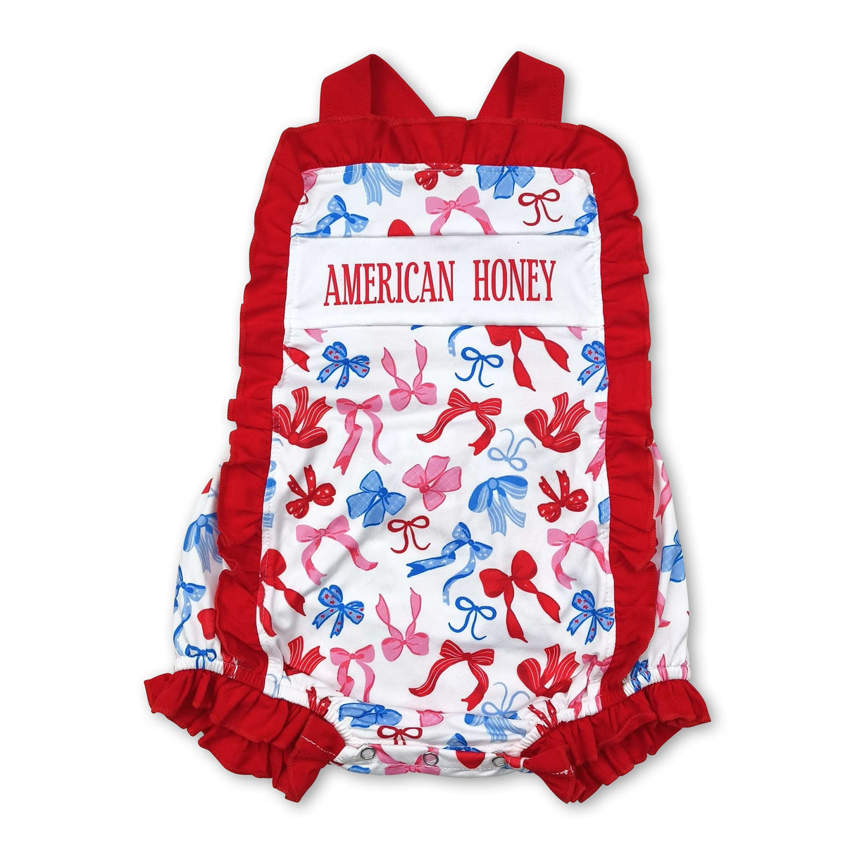 American honey bows baby girls 4th of july romper