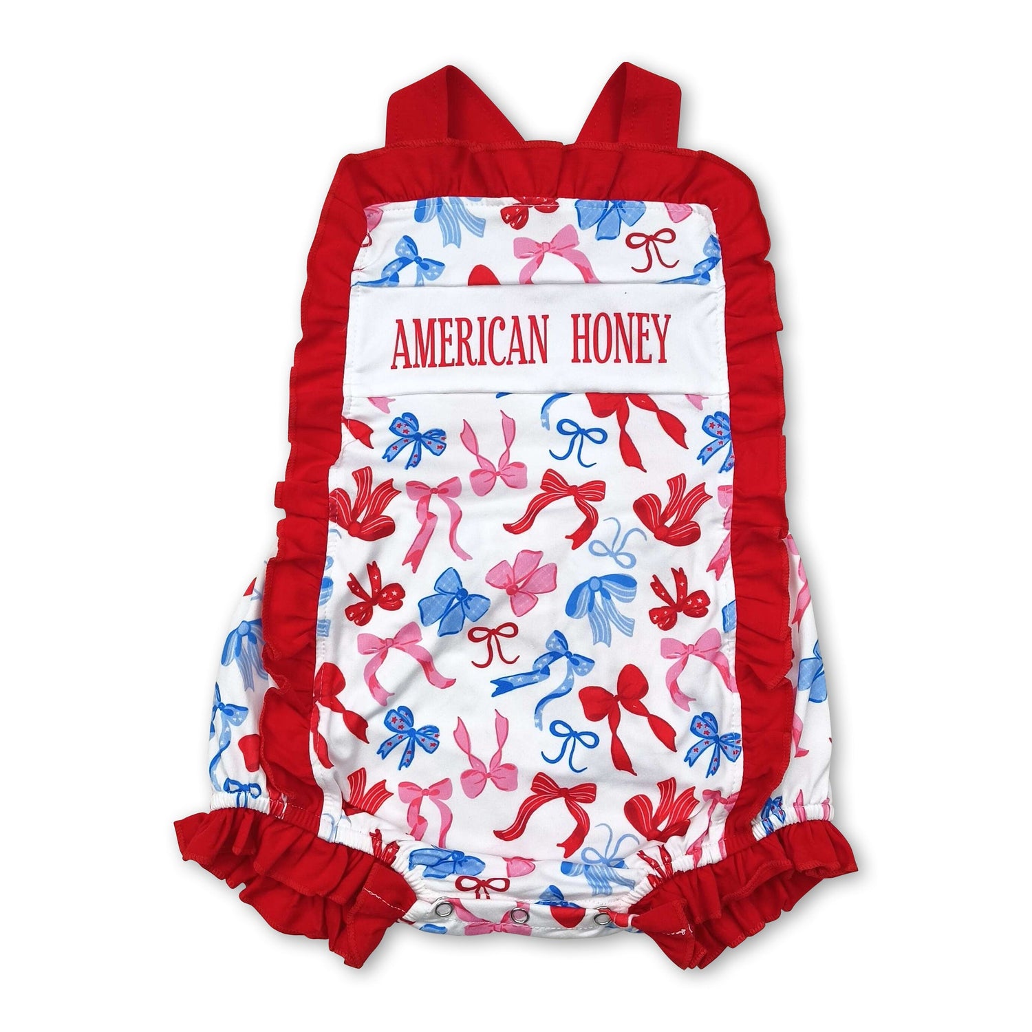 American honey bows baby girls 4th of july romper
