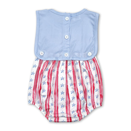 Sleeveless flag stars baby boy 4th of july romper