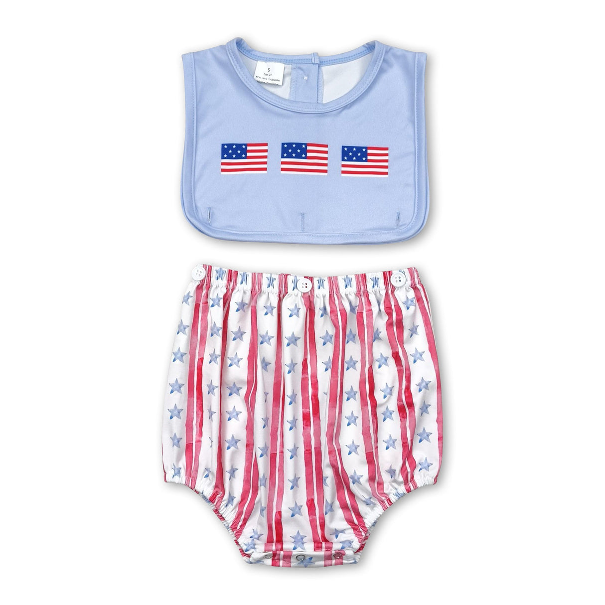 Sleeveless flag stars baby boy 4th of july romper