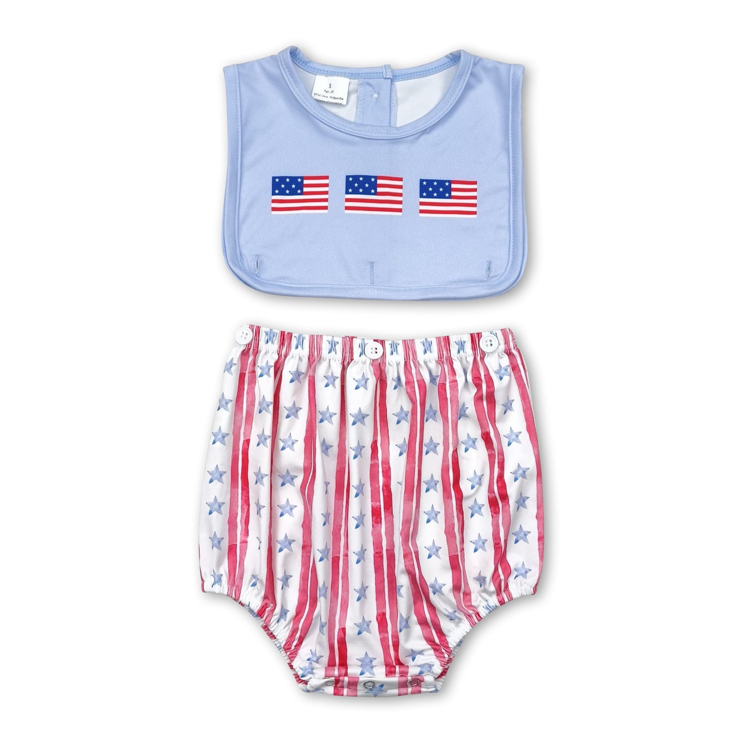 Sleeveless flag stars baby boy 4th of july romper