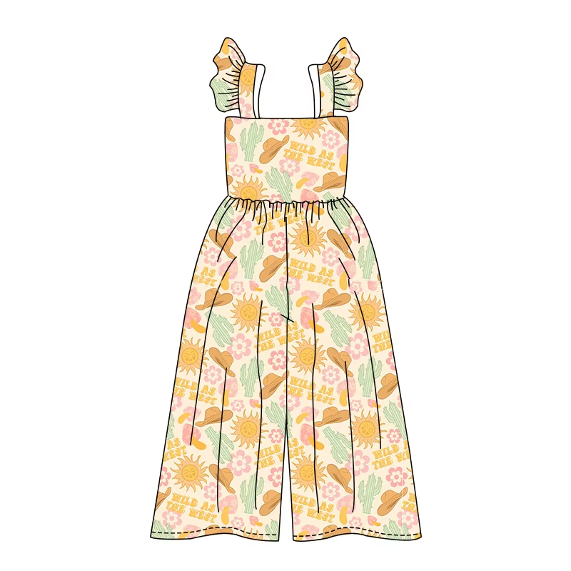 Flutter sleeves wild as the west girls summer jumpsuit