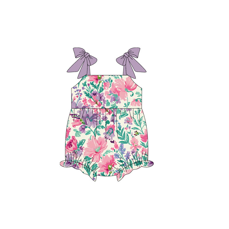 Lavender straps floral baby girls summer romper