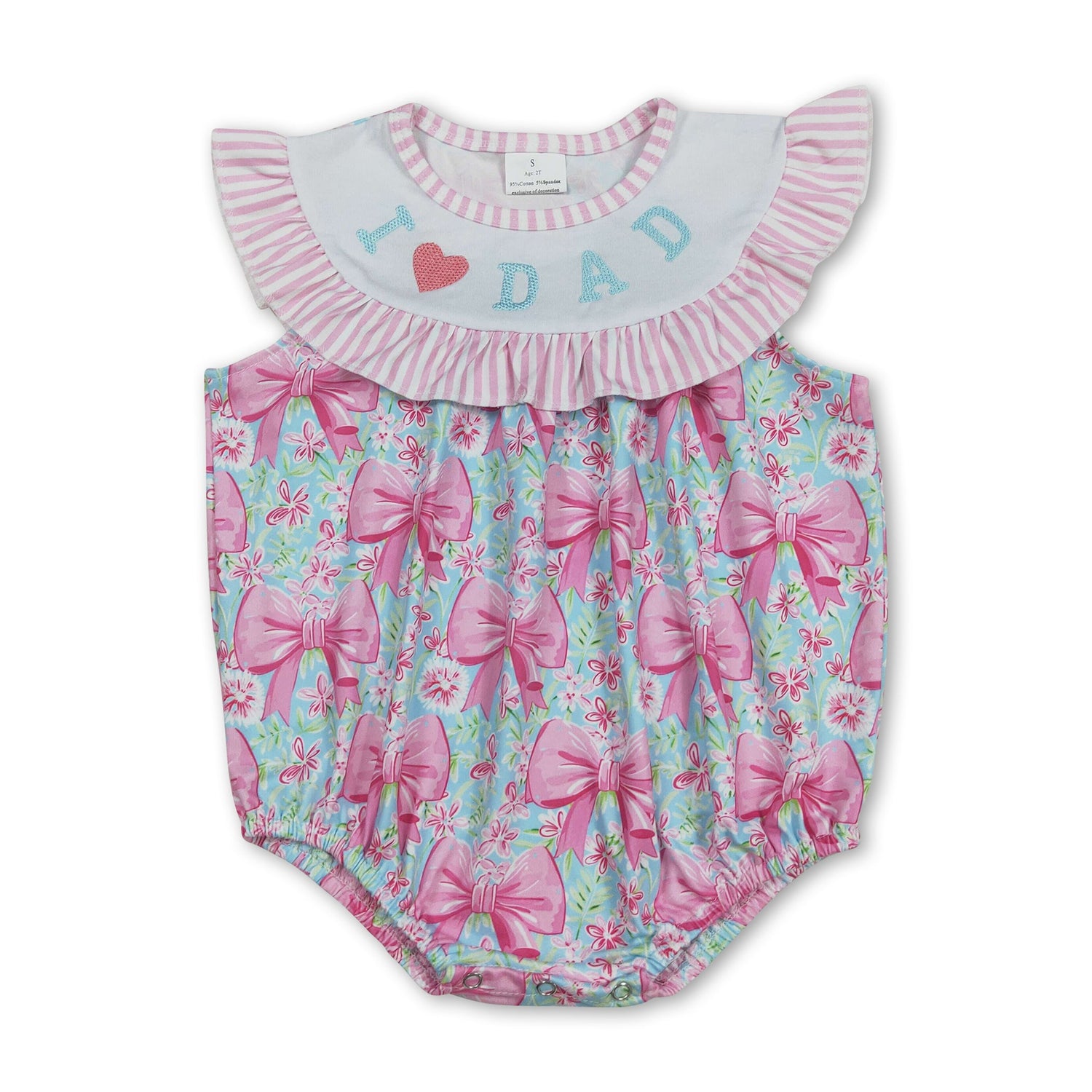 I love dad pink bow floral baby girls romper