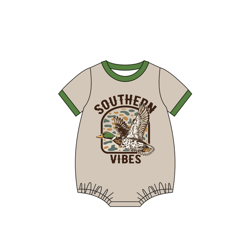 Short sleeves southern vibes duck baby boy romper