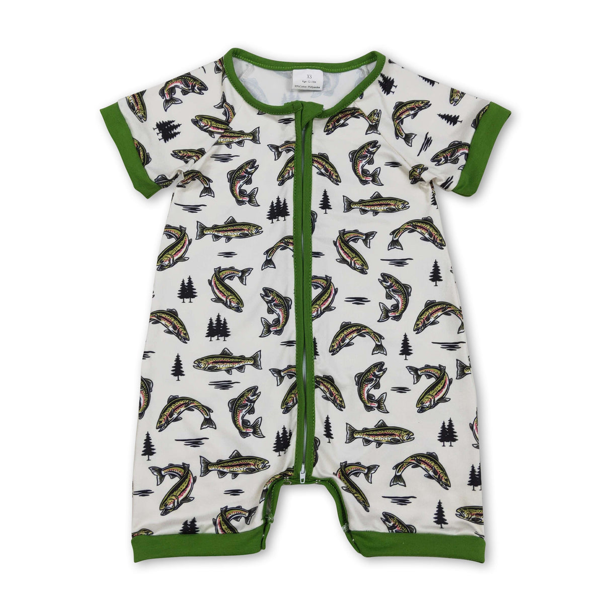 Short sleeves fish baby boy summer polo romper
