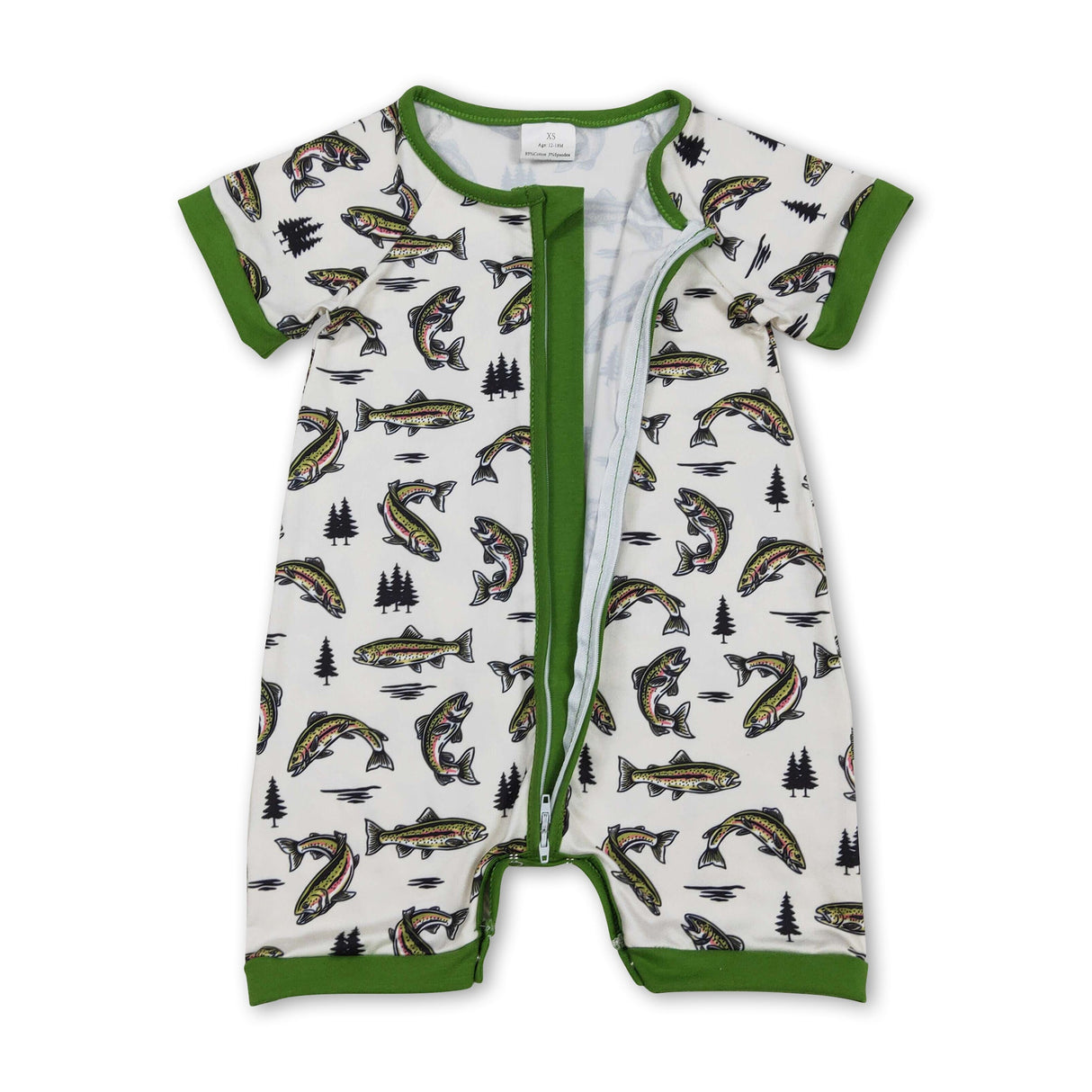 Short sleeves fish baby boy summer polo romper