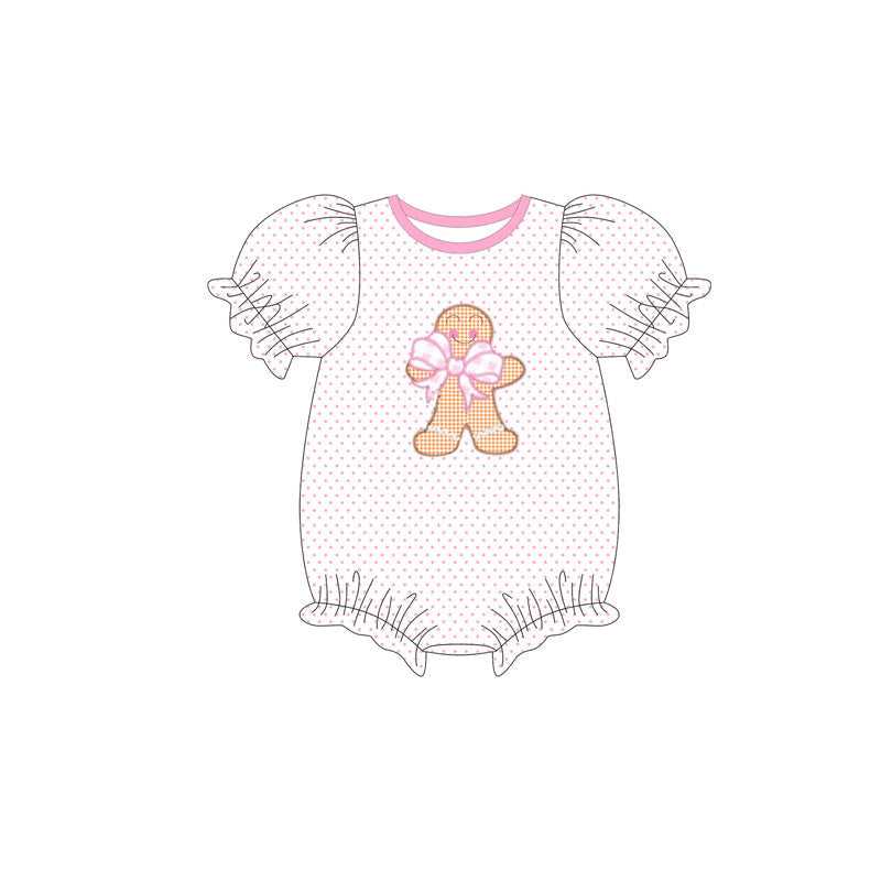 Gingerbread polka dots baby girls Christmas romper