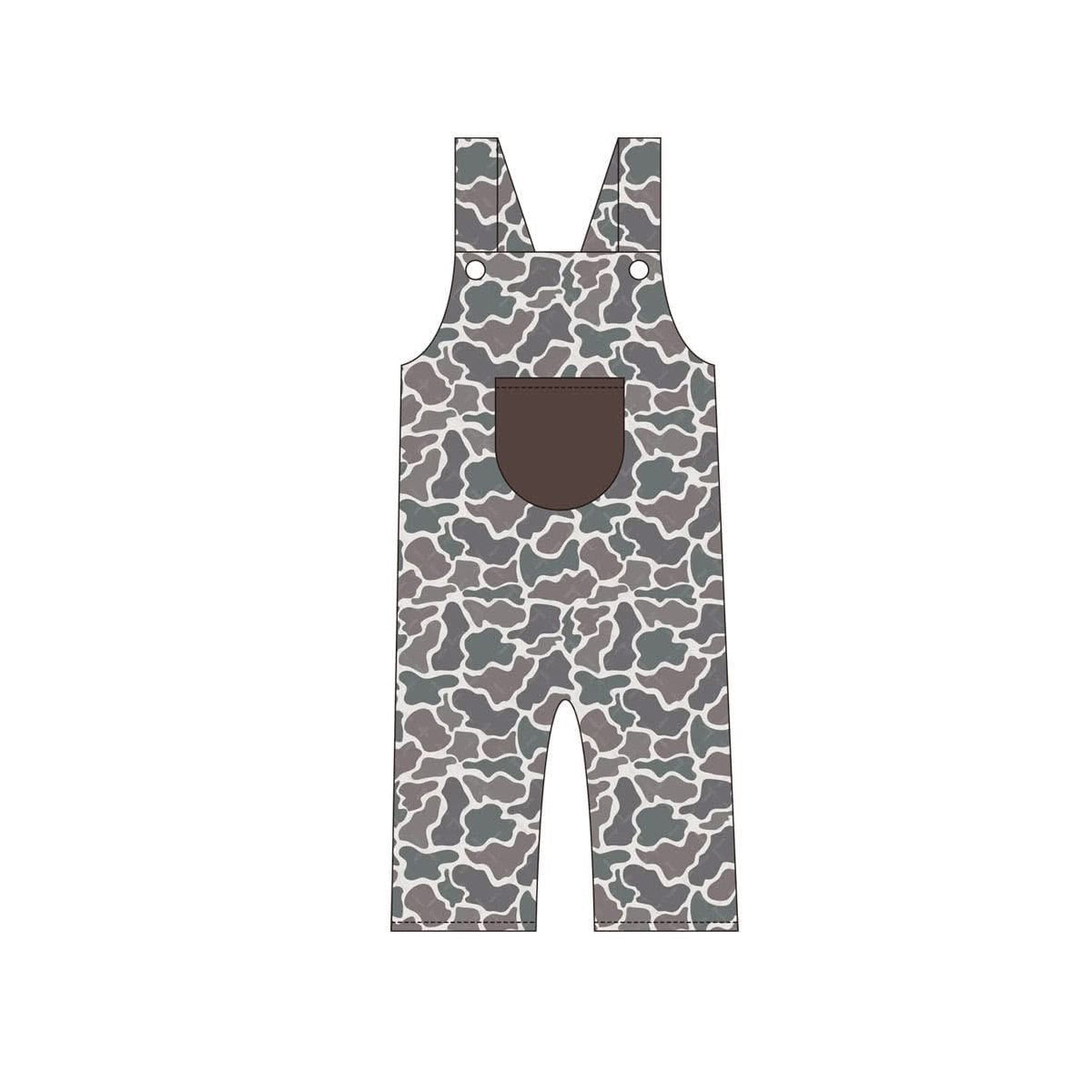 Camo straps brown pocket baby boy hunting jumpsuit