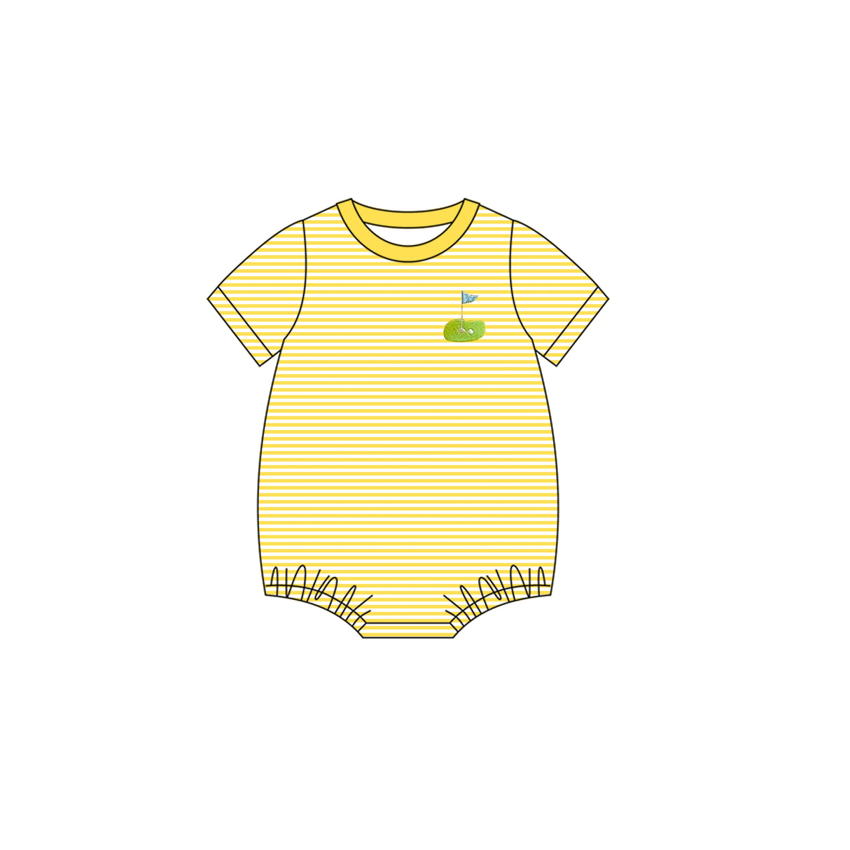 Yellow stripe golf short sleeves baby boy romper