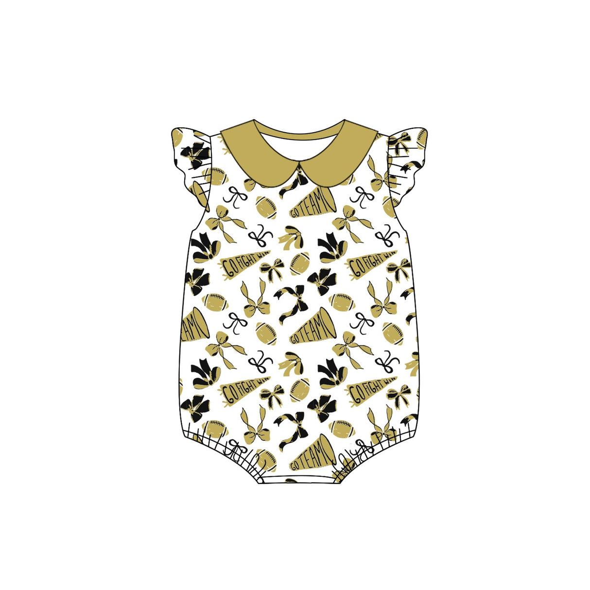Flutter sleeves football bow baby girls team romper