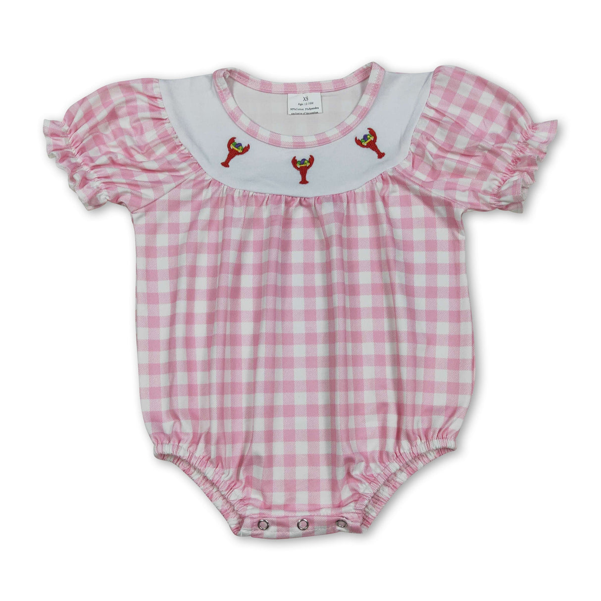 short sleeves pink bows red crab girl romper