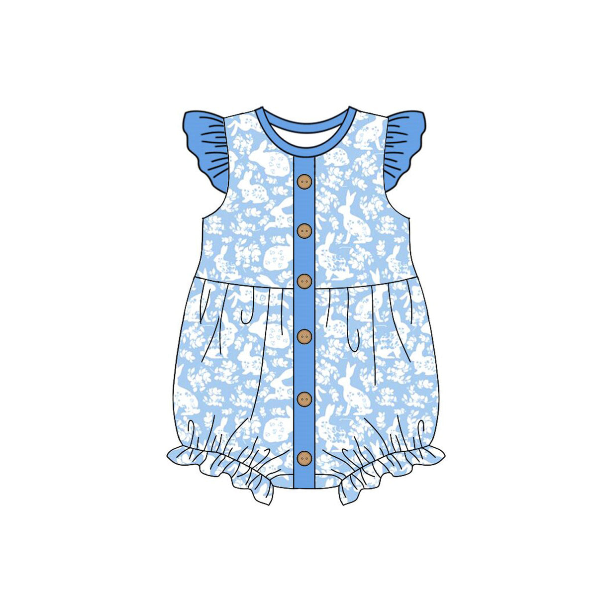 blue flowers easter rabbit baby girl short girl romper