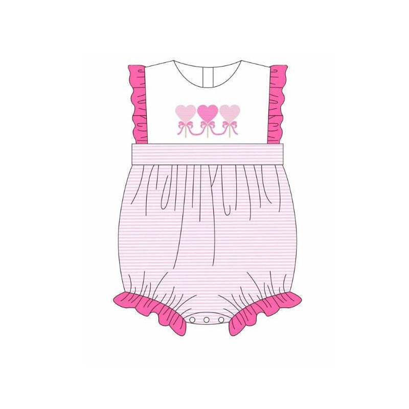 pink stripe heart print baby girl sleeveless romper