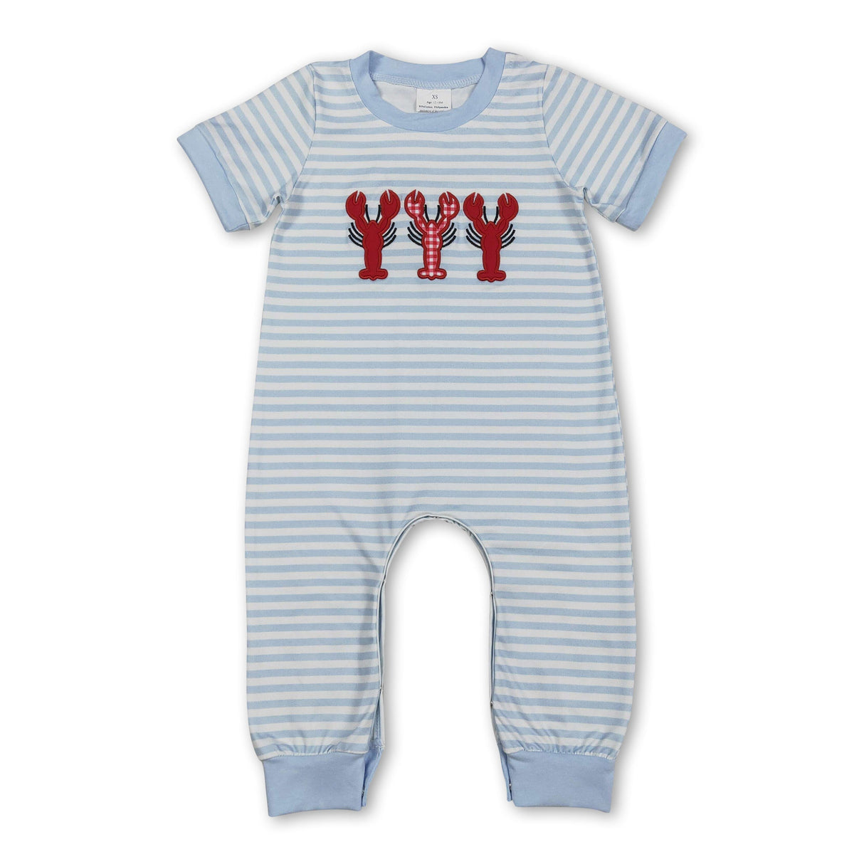 Short sleeves stripe crawfish baby boy romper