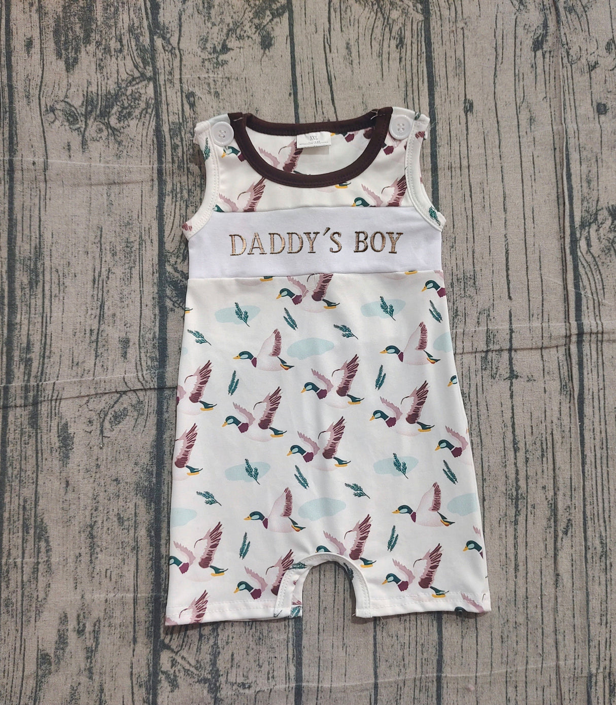 Sleeveless daddy's boy duck baby boy romper