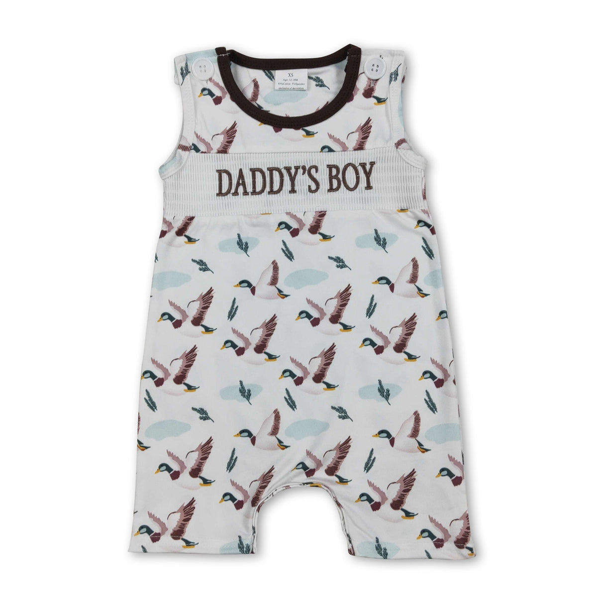 Sleeveless daddy's boy duck baby boy romper