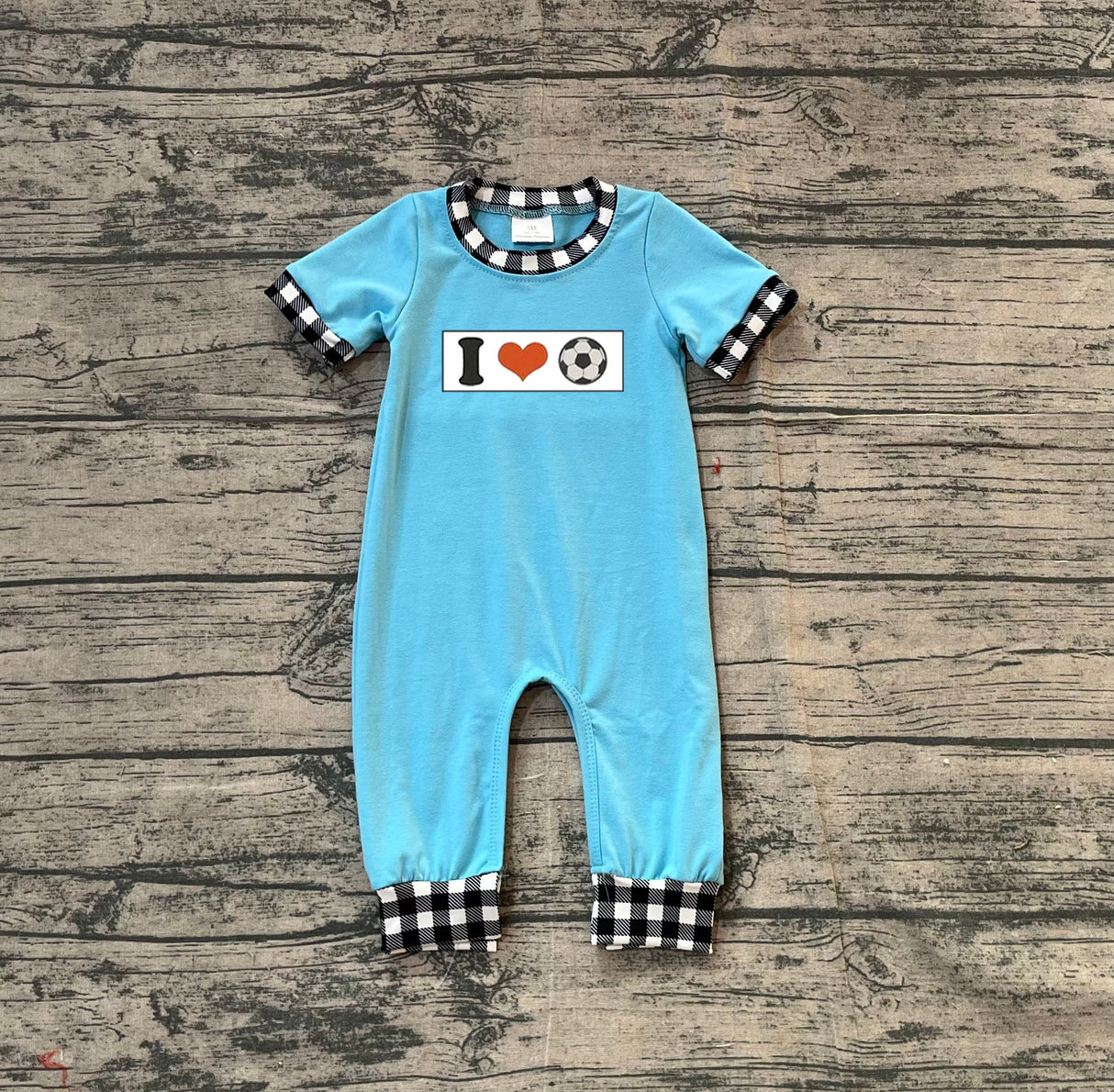 Short sleeves I love soccer baby boy romper