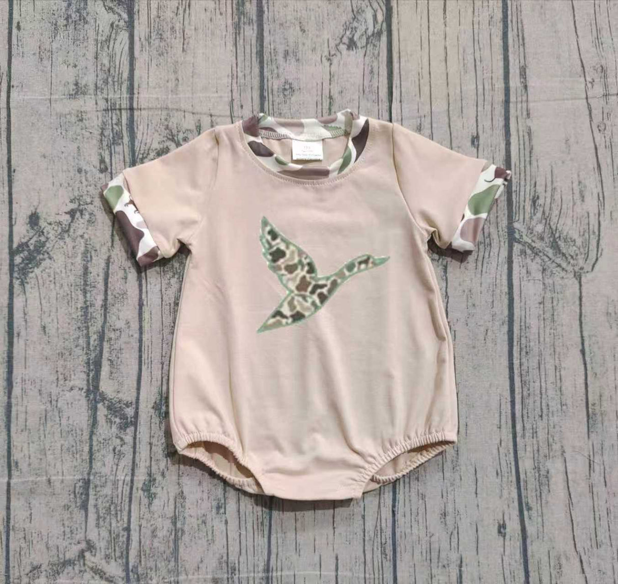 Short sleeves camo duck baby boy summer romper
