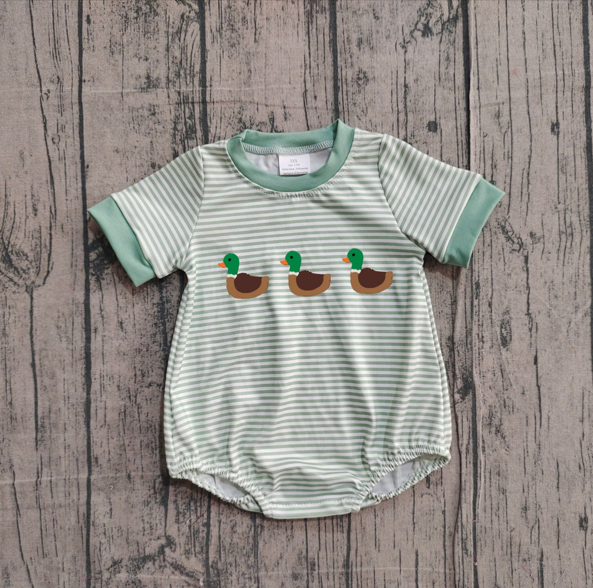 Short sleeves stripe duck baby boy summer romper