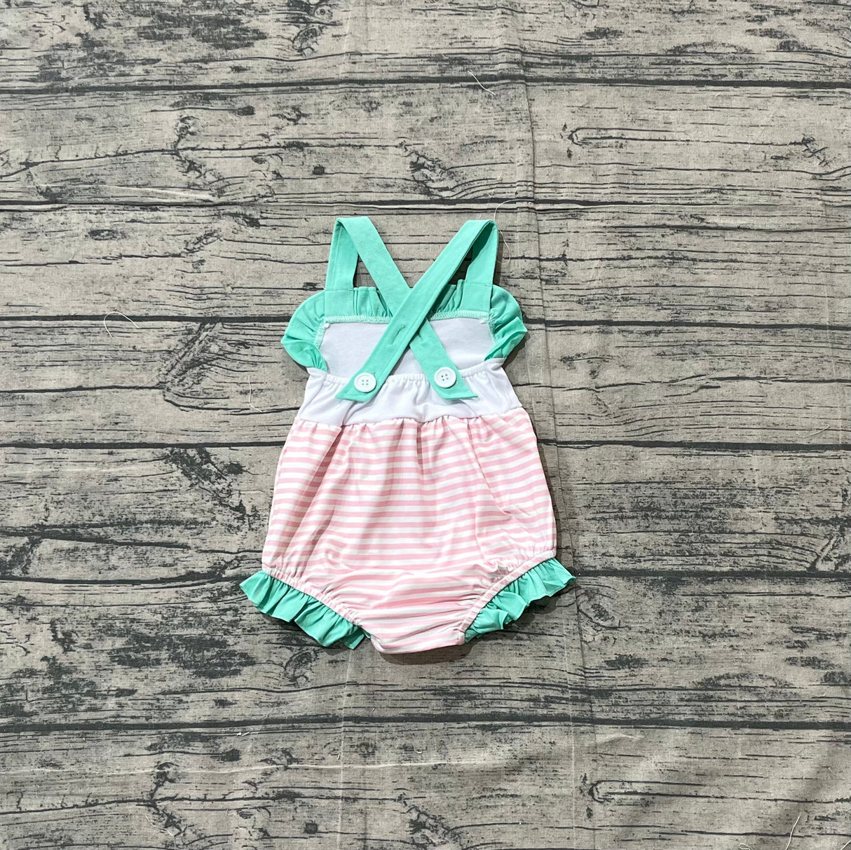 Ruffle straps dog stripe baby girls summer romper
