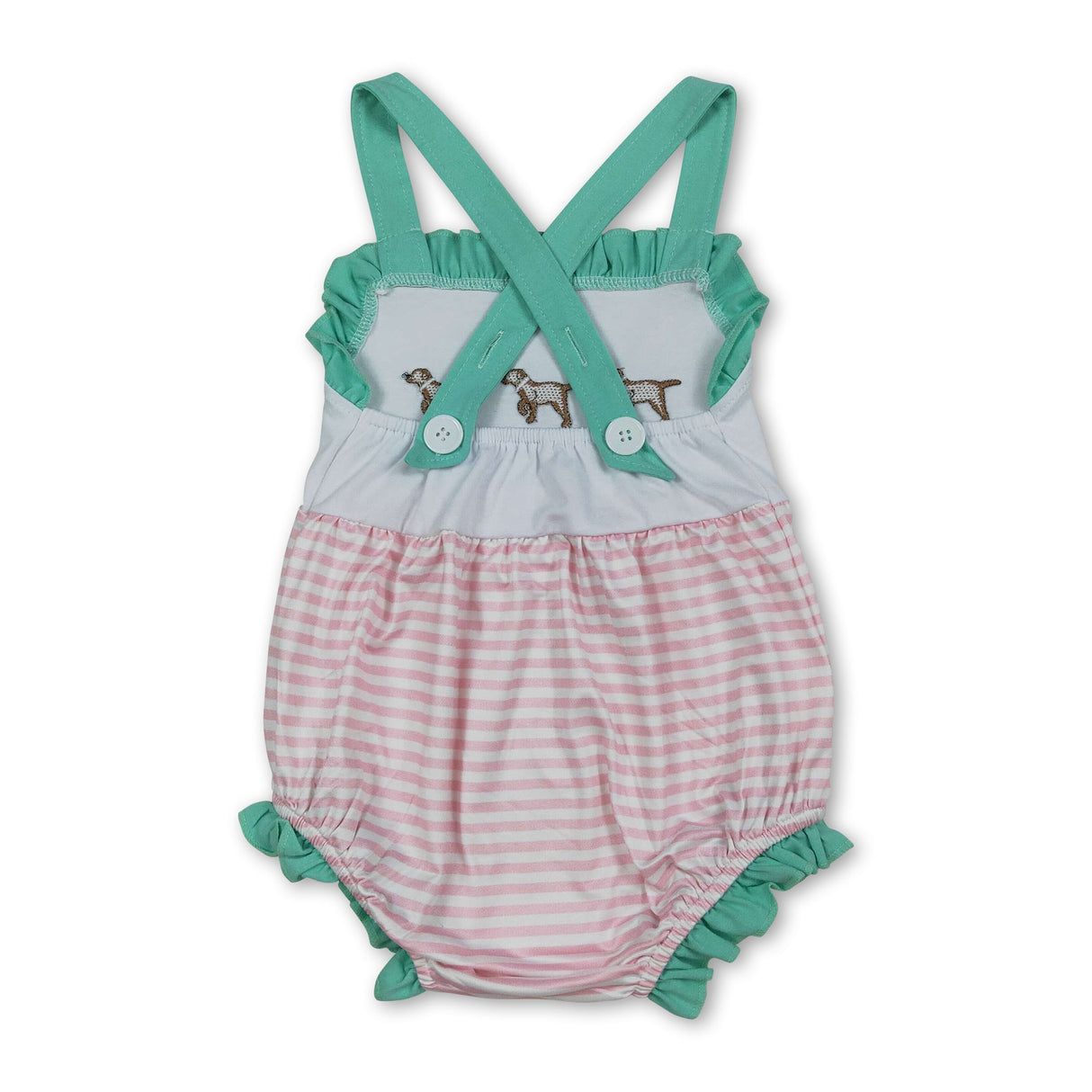 Ruffle straps dog stripe baby girls summer romper