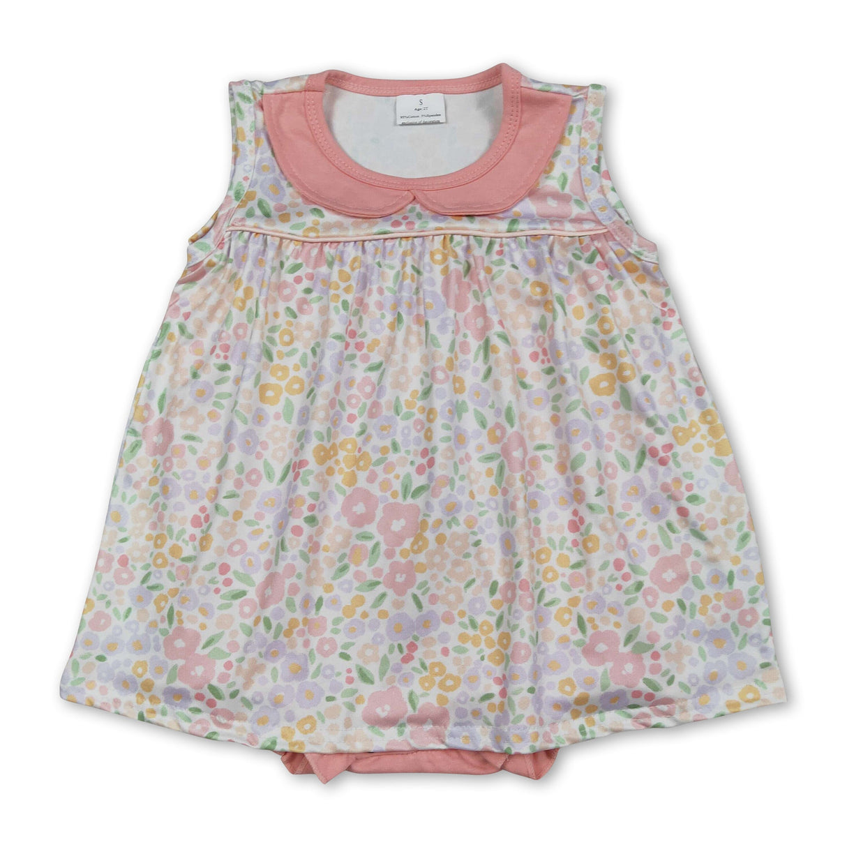 Sleeveless doll collar floral baby girls summer romper