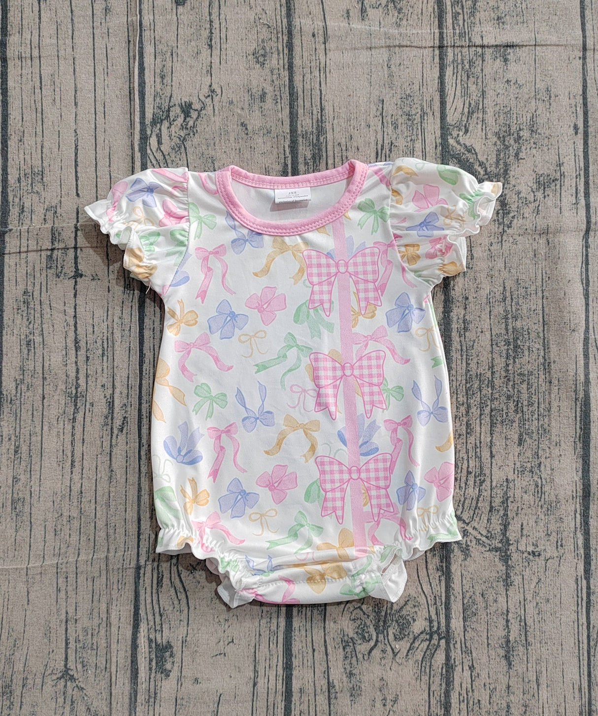 Short sleeves colorful bows baby girls summer romper