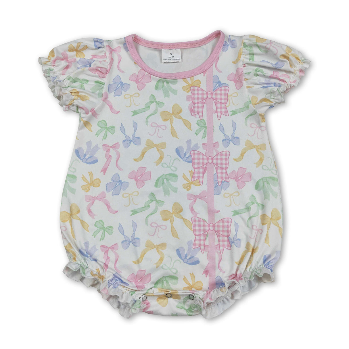 Short sleeves colorful bows baby girls summer romper