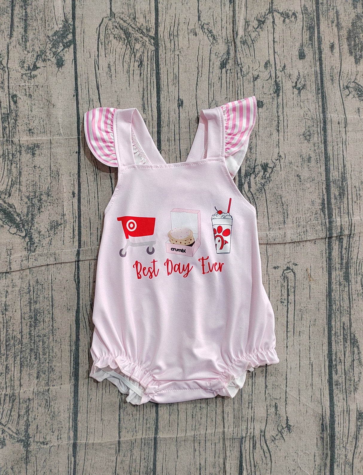Flutter sleeves best day ever chicken fries baby girl romper