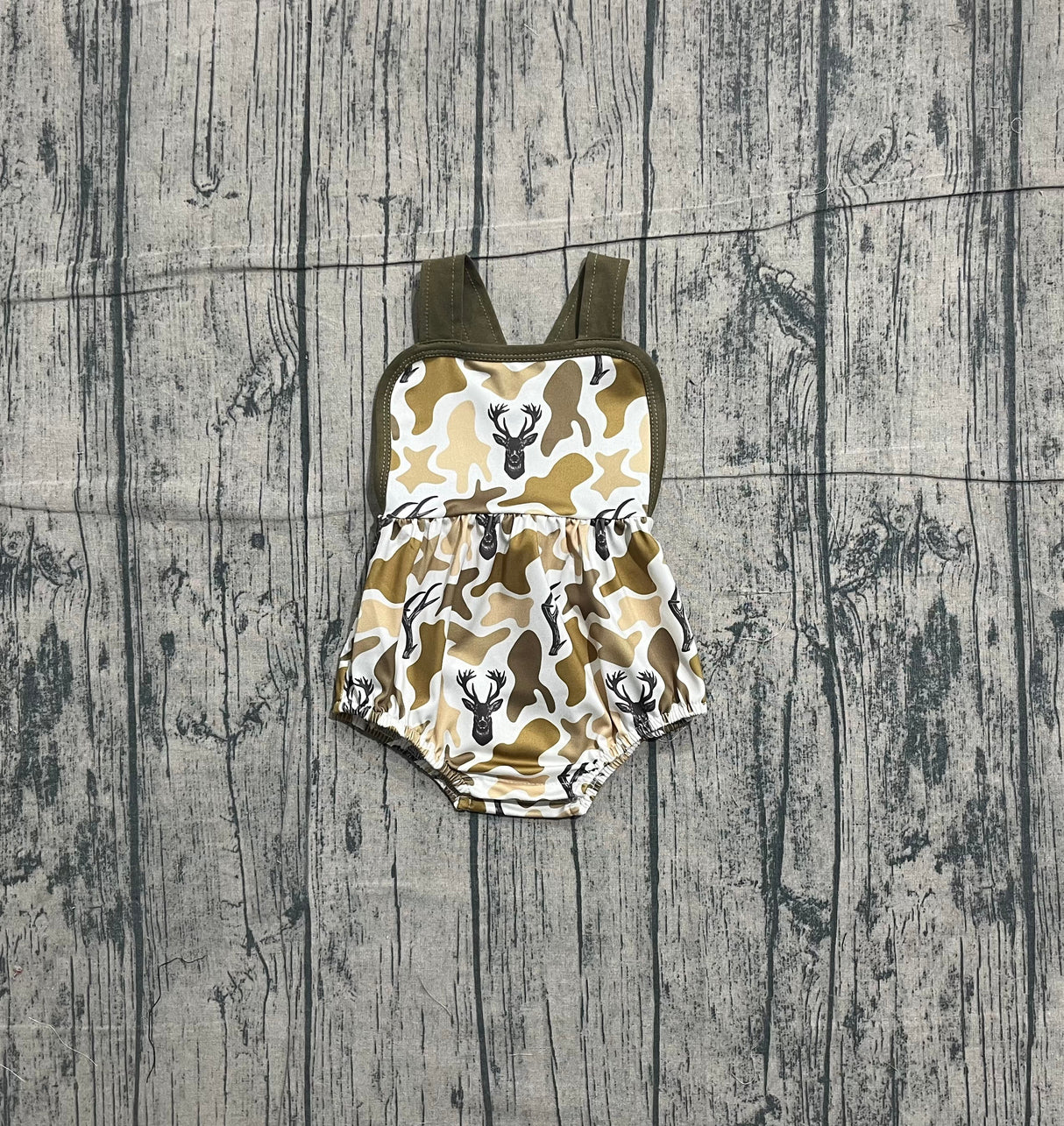 Straps deer camo baby boy summer romper