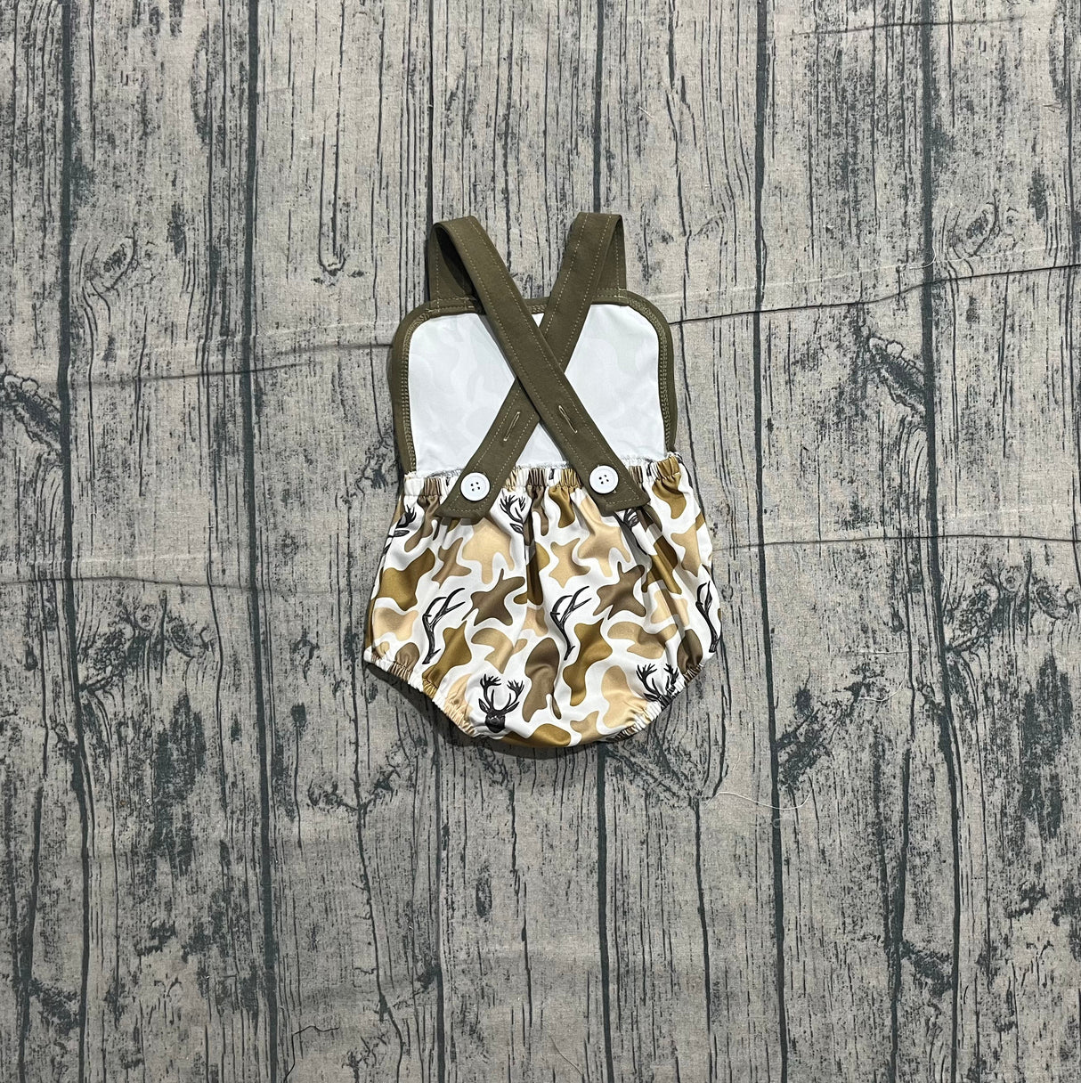 Straps deer camo baby boy summer romper