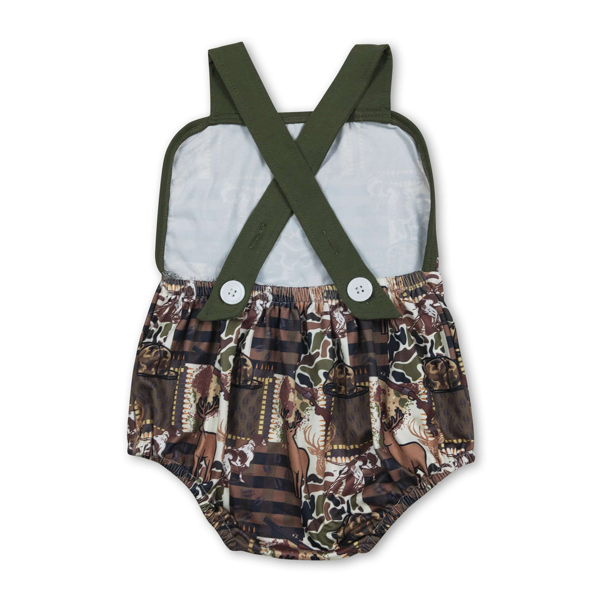 Straps deer stripe camo baby boy summer romper