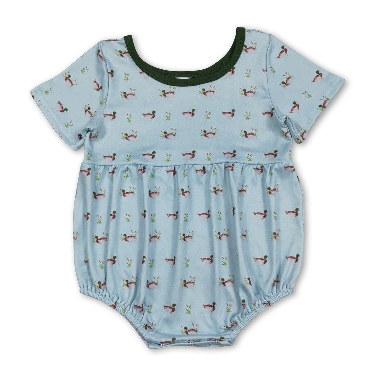 Short sleeves light blue duck baby boy summer romper