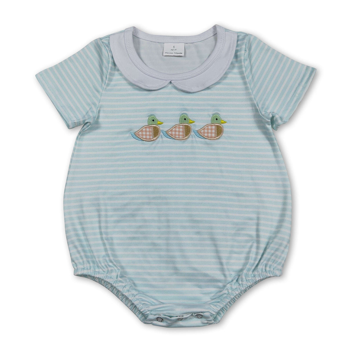 Short sleeves duck embroidery baby boy summer romper