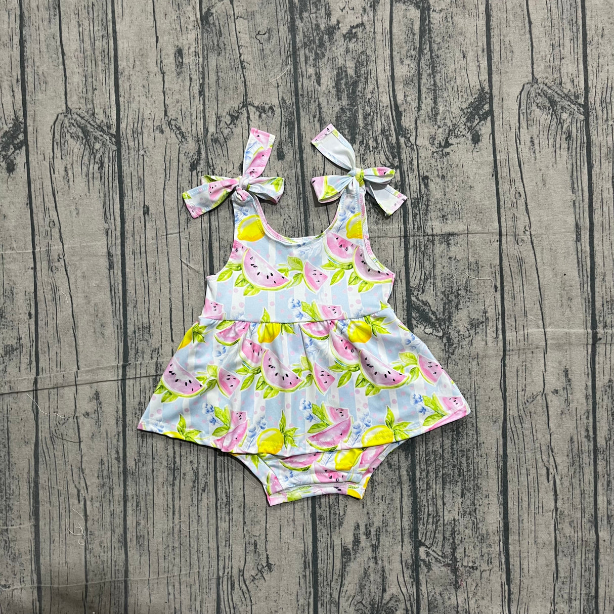 Sleeveless lemon watermelon baby girls romper