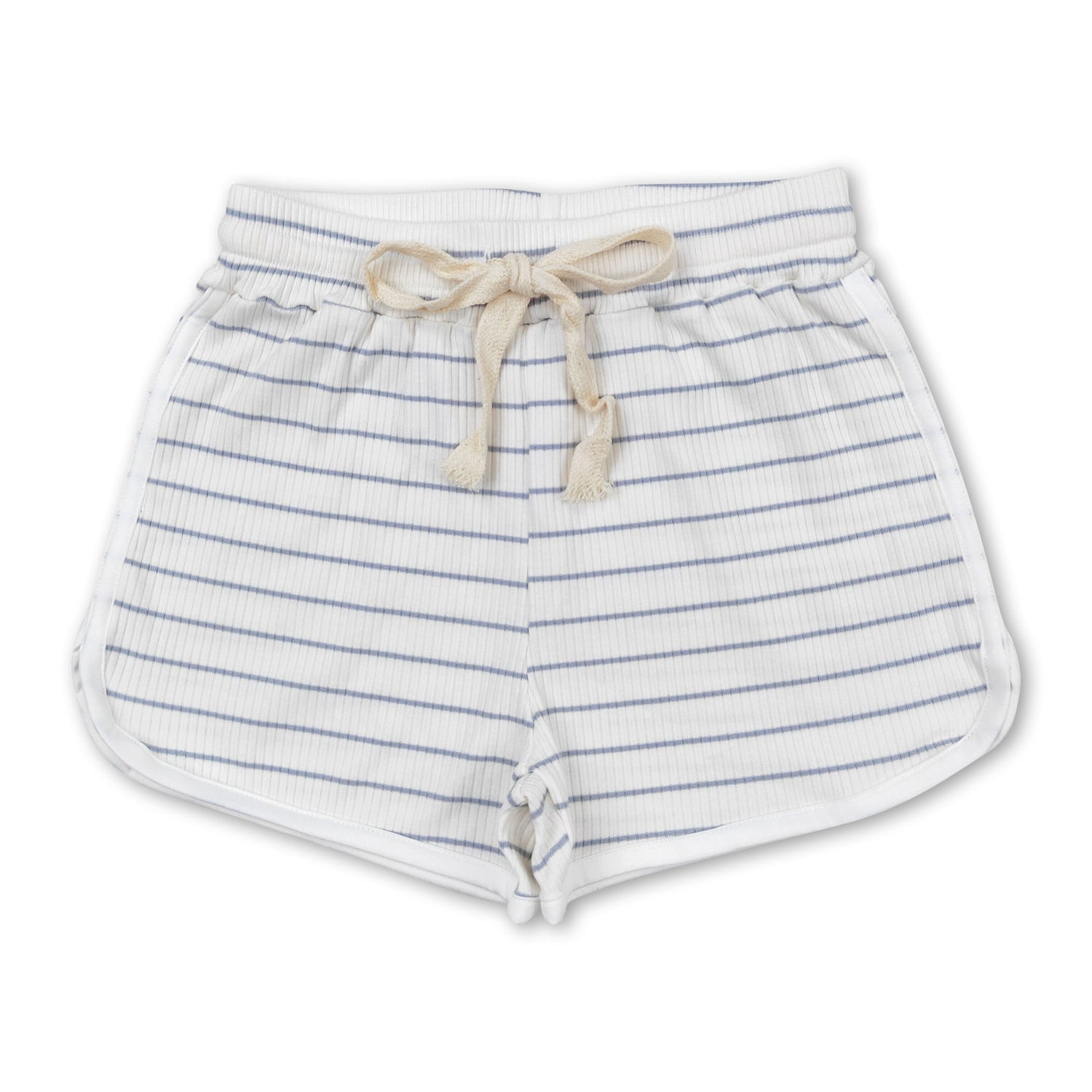 White blue stripe cotton toddler girls summer shorts