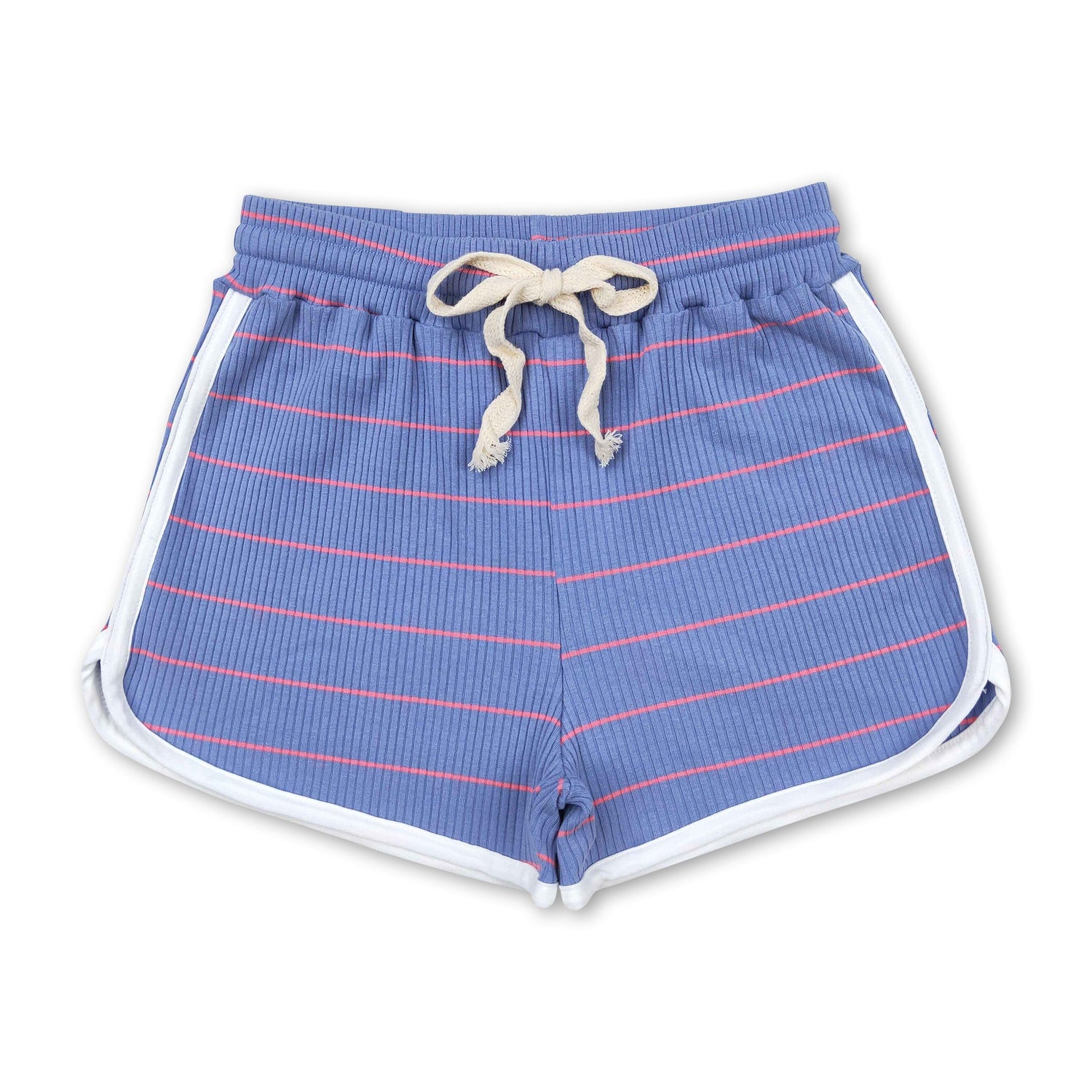 Blue pink stripe cotton girls summer shorts