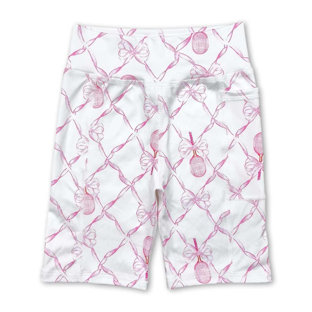 Pink bow tennis high waist toddler girls yoga shorts