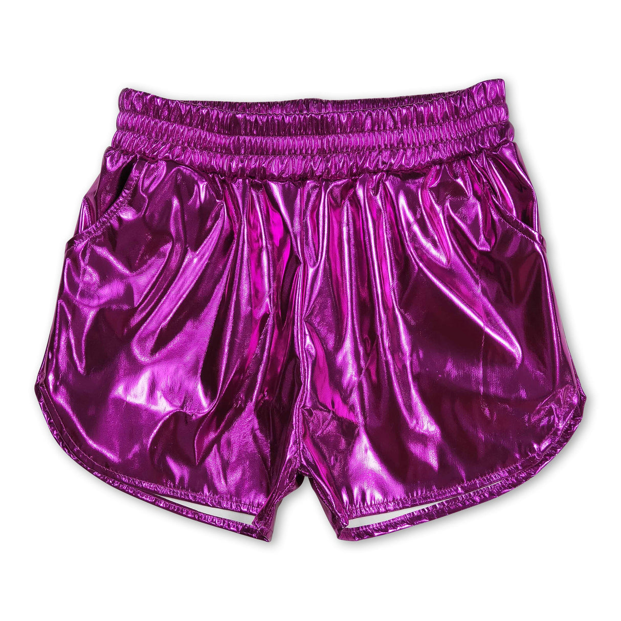Purple elastic waist kids girls summer shorts