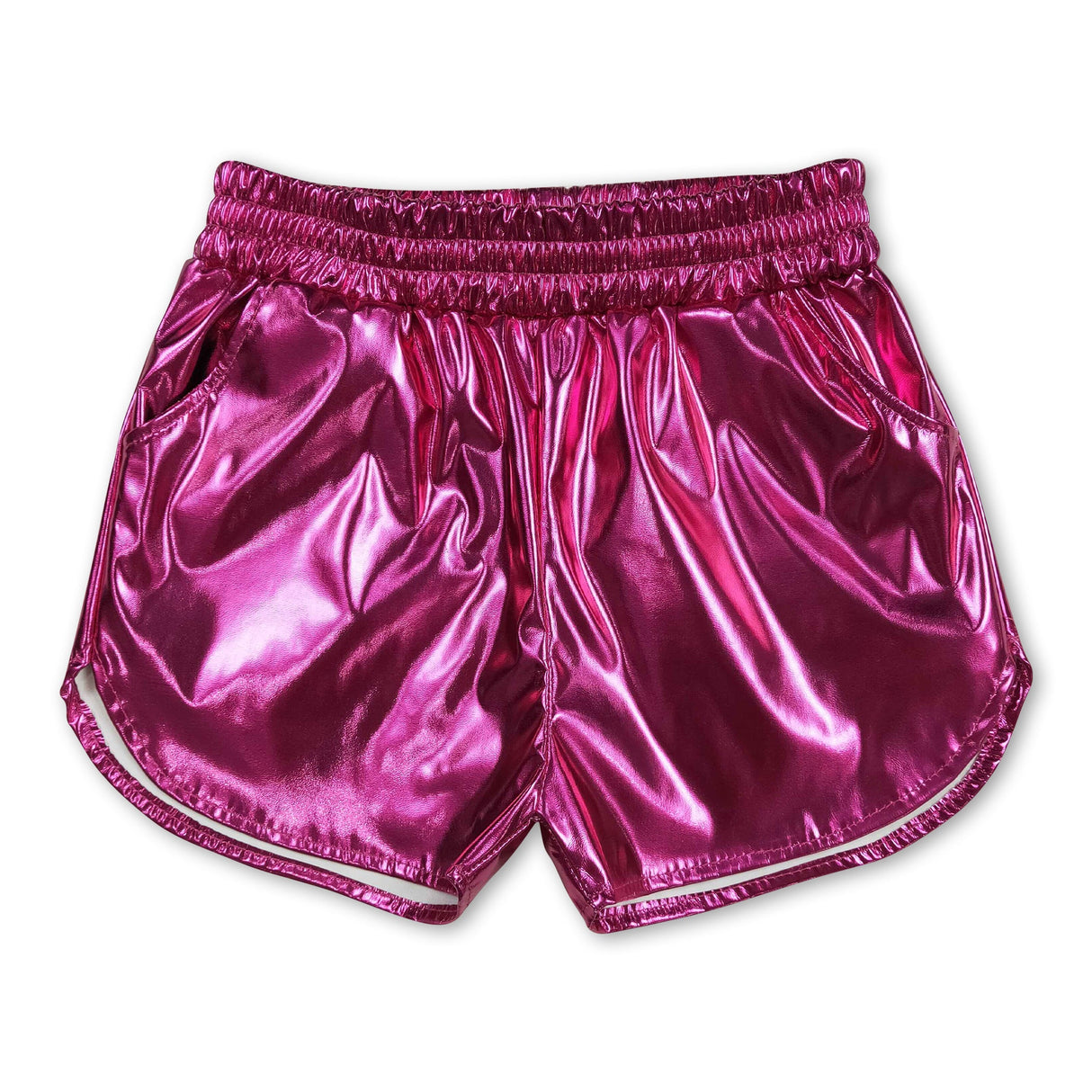 Hot pink elastic waist kids girls summer shorts