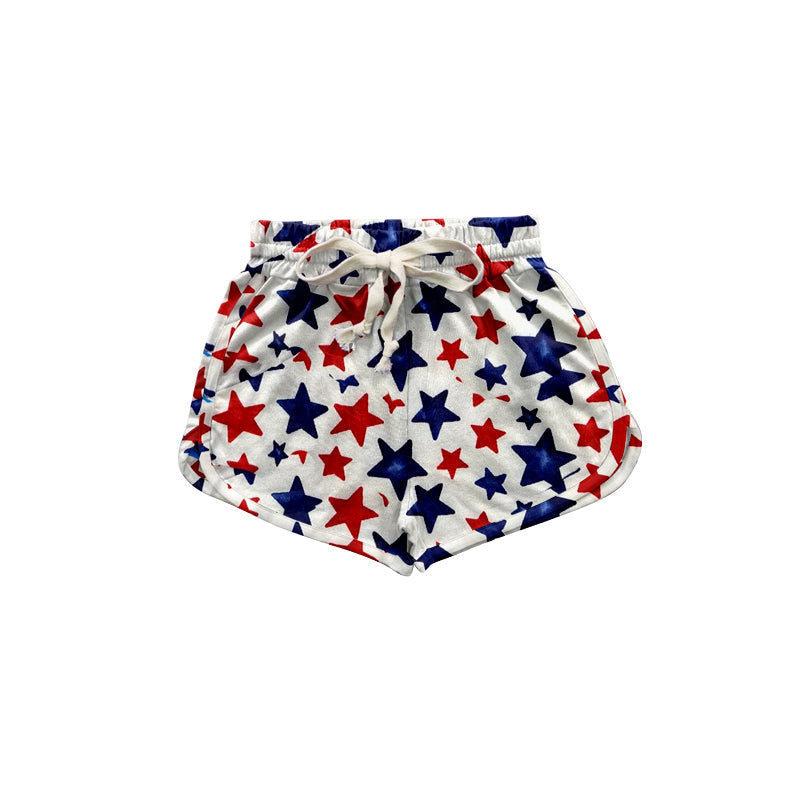 Red blue stars baby girls 4th of july shorts