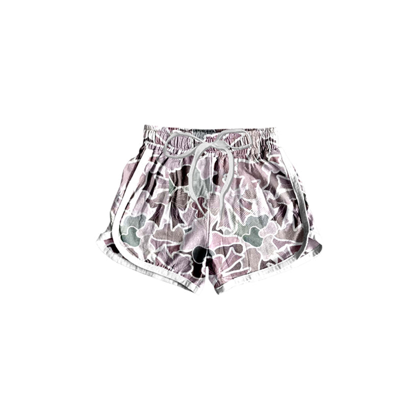 Light pink camo bow baby girls summer shorts