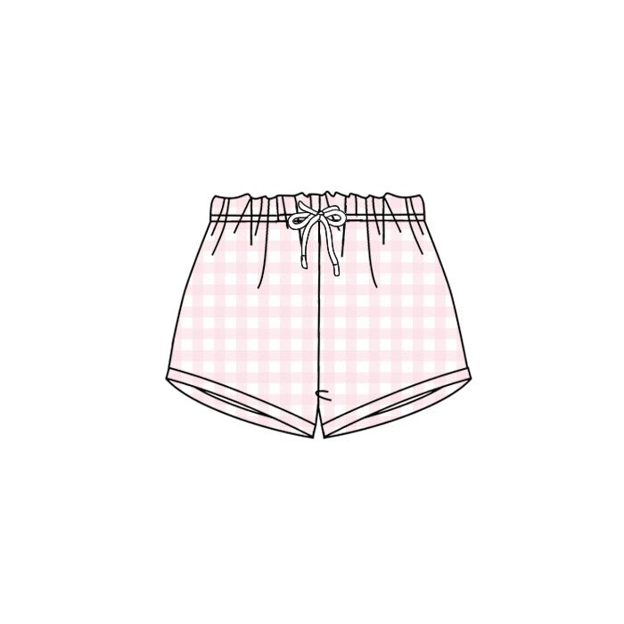 Pink plaid summer bottoms kids girls shorts
