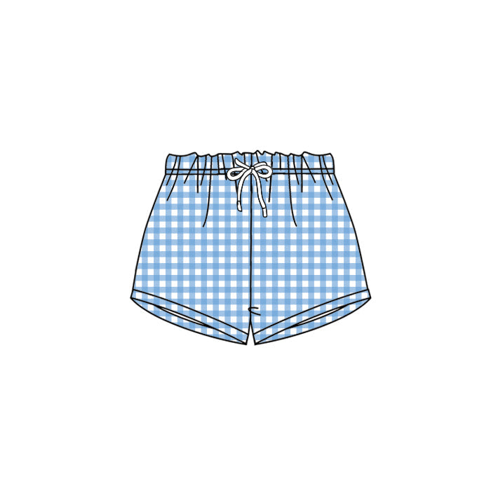 Light blue plaid summer bottoms kids boys shorts